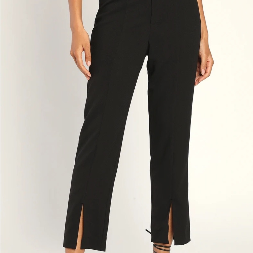 Lulu’s Endearing Romance Black Slim Leg Trouser Pants - Picture 2 of 7